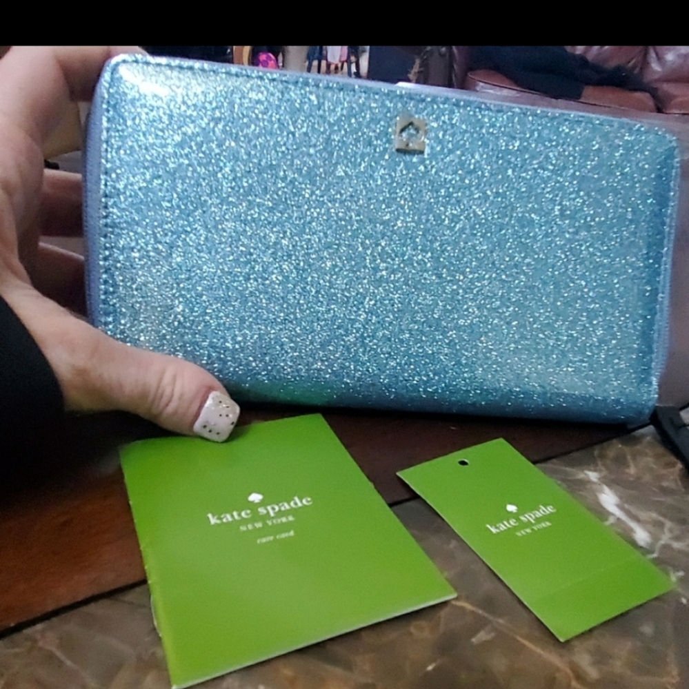 Kate spade sparkly blue wallet nwt